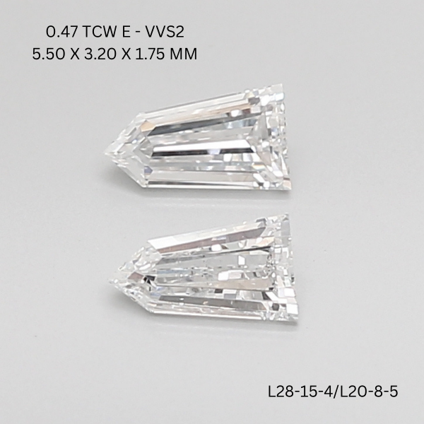0.47 CT E VVS2 BULLETS diamond Pairs Inventory