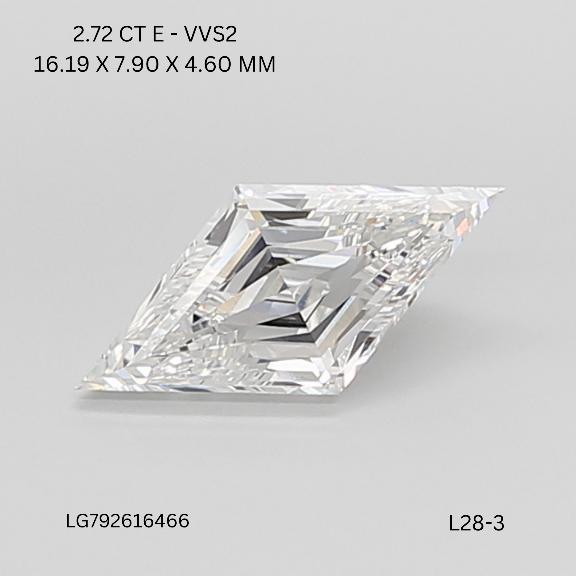2.72 CT E VVS2 LOZENGE diamond Fancy Shape