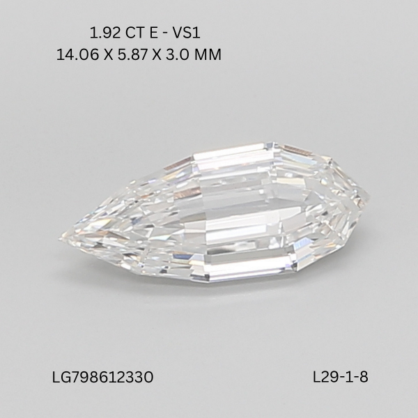 1.92 CT E VS1 PEAR diamond Fancy Shape