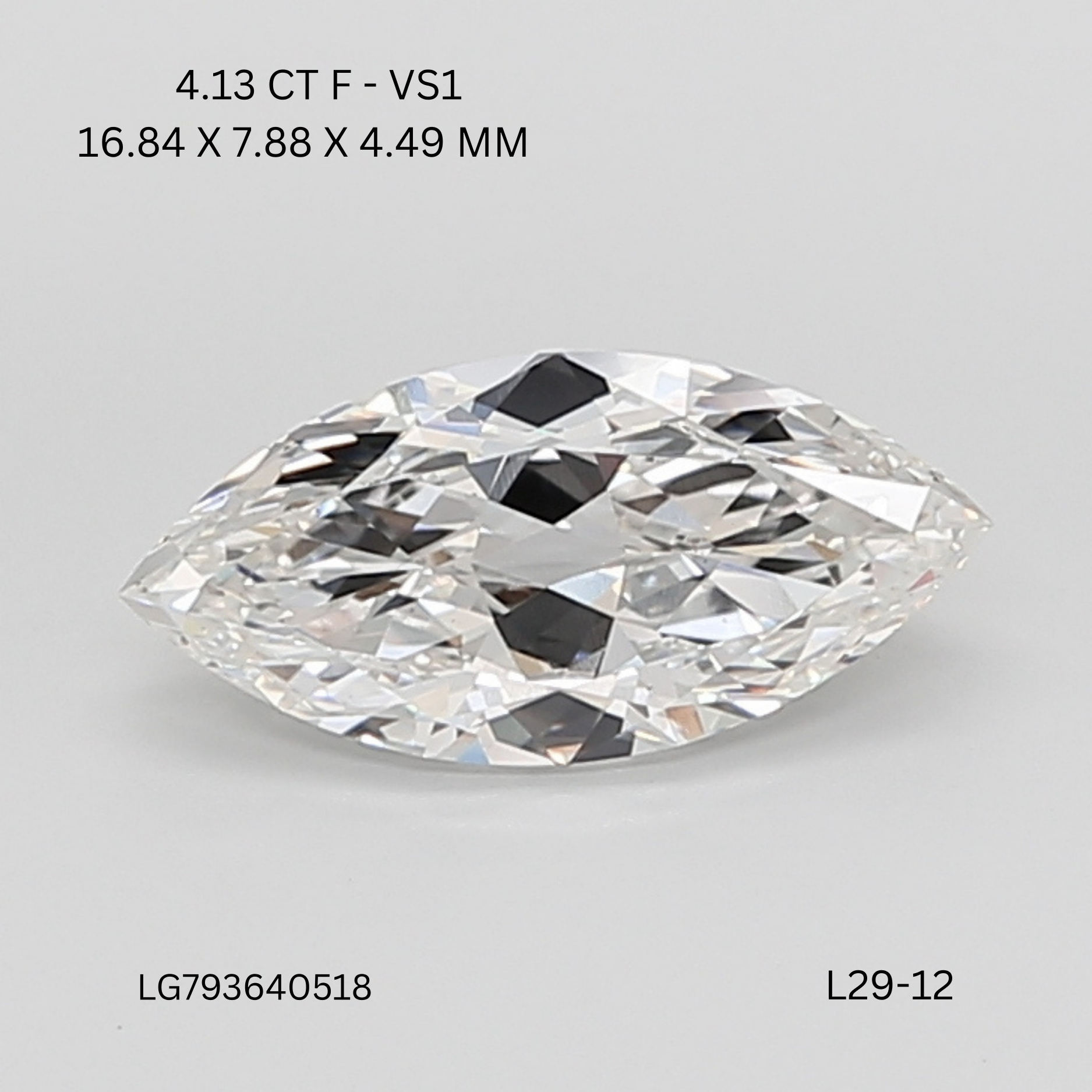 4.13 CT F VS1 MARQUISE diamond Fancy Shape