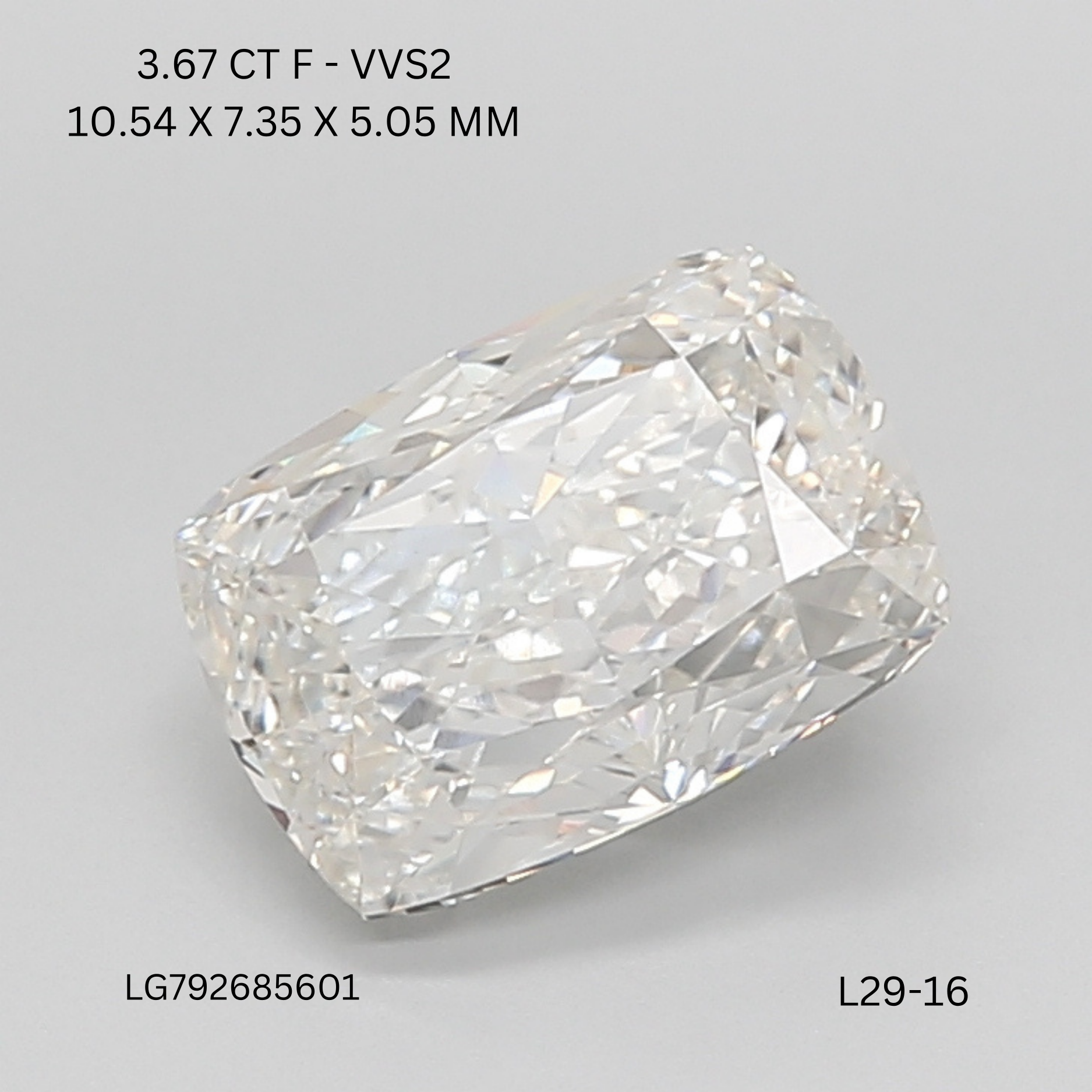 3.67 CT F VVS2 CUSHION diamond Fancy Shape