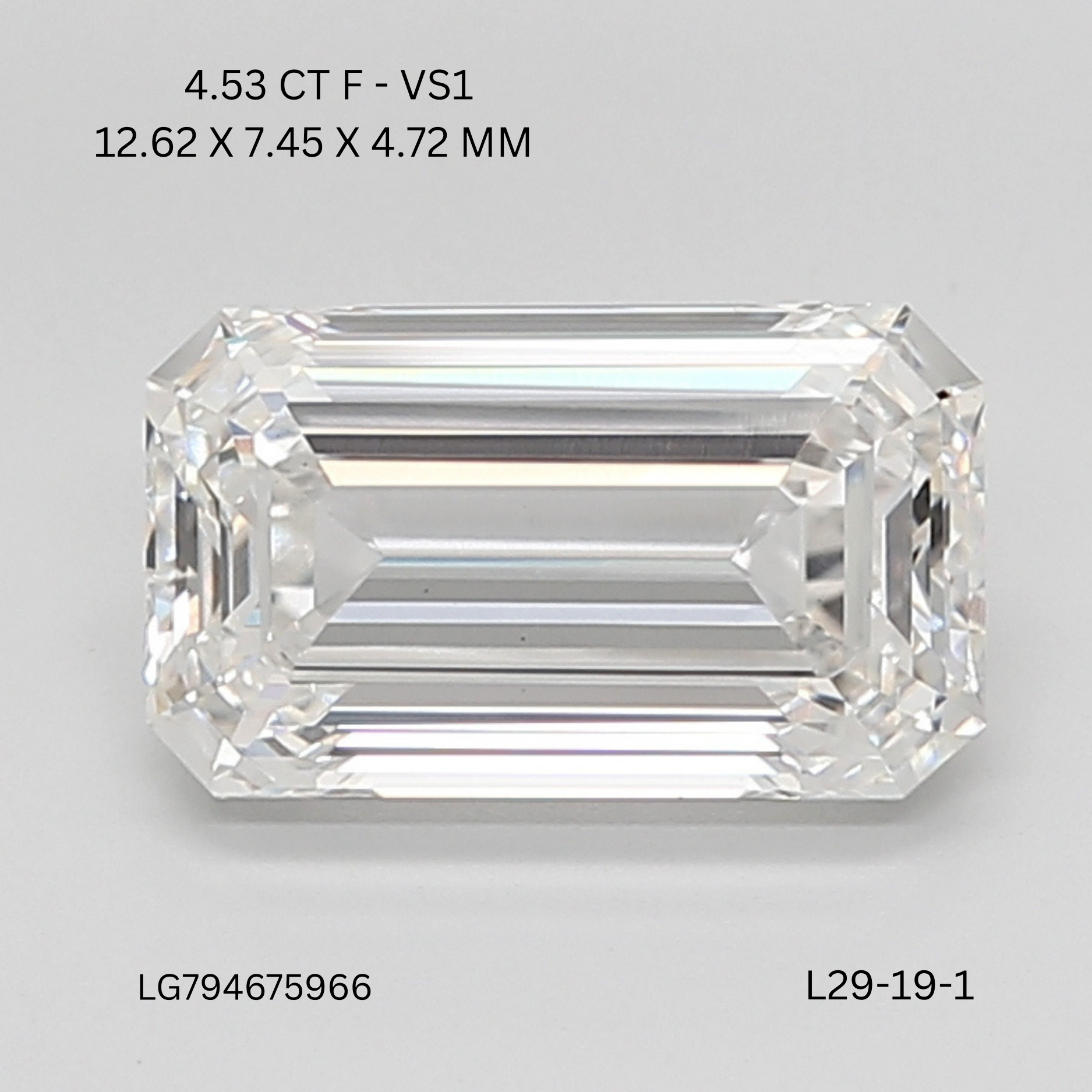 4.53 CT F VS1 EMERALD diamond Fancy Shape