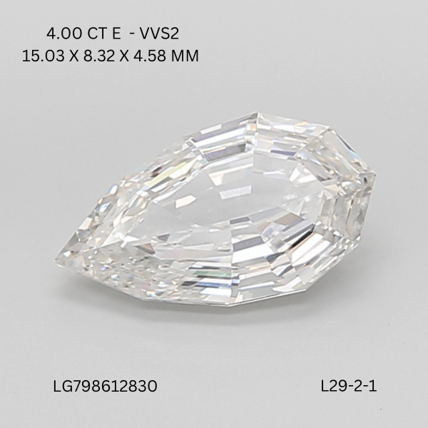 4.00 CT E VVS2 PEAR diamond Fancy Shape