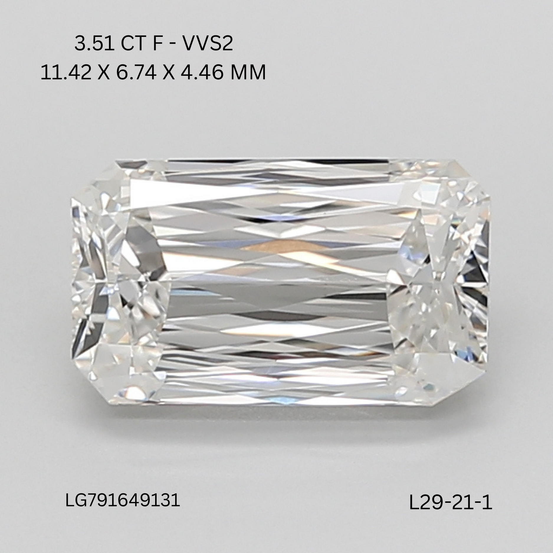 3.51 CT F VVS2 EMERALD diamond Fancy Shape