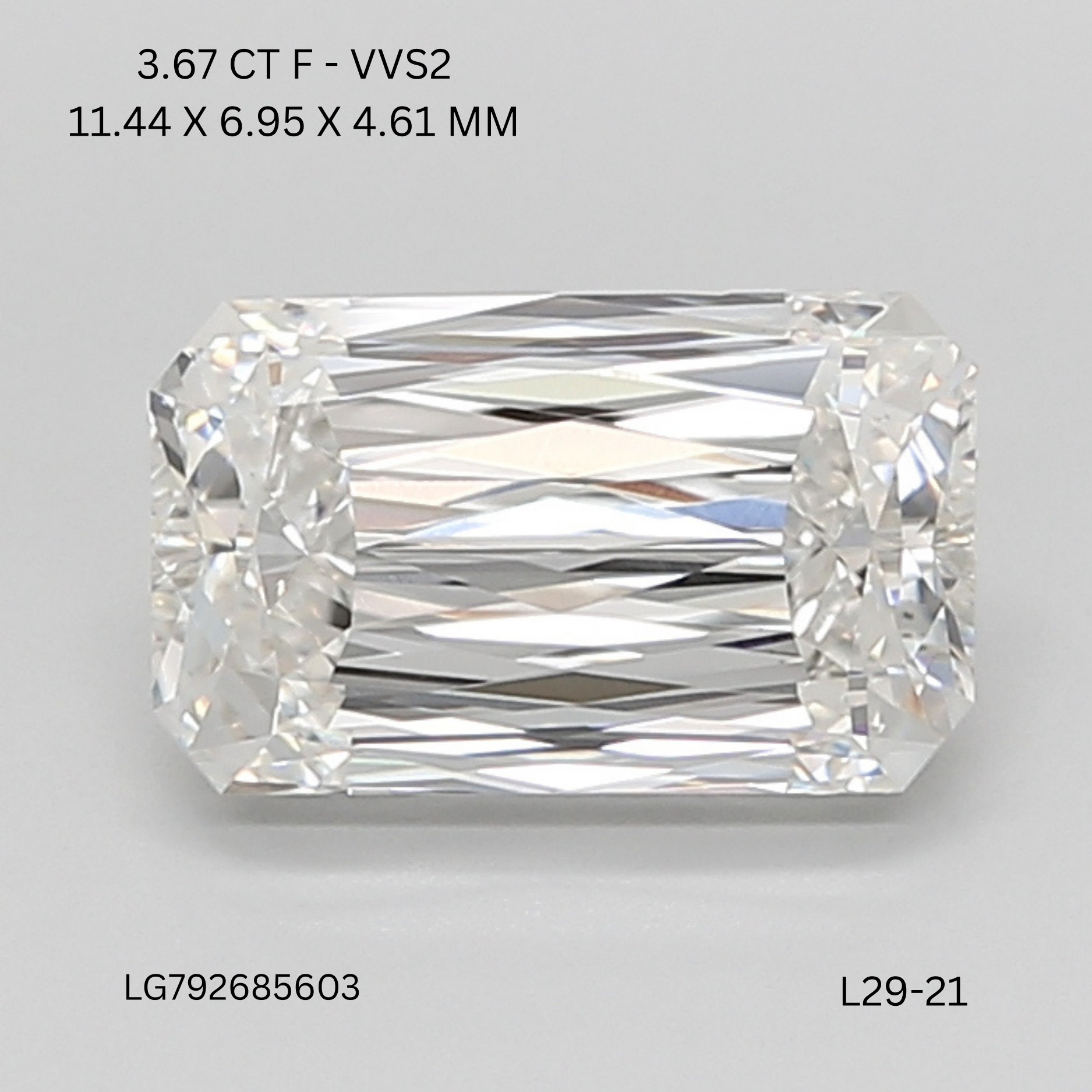 3.67 CT F VVS2 EMERALD diamond Fancy Shape