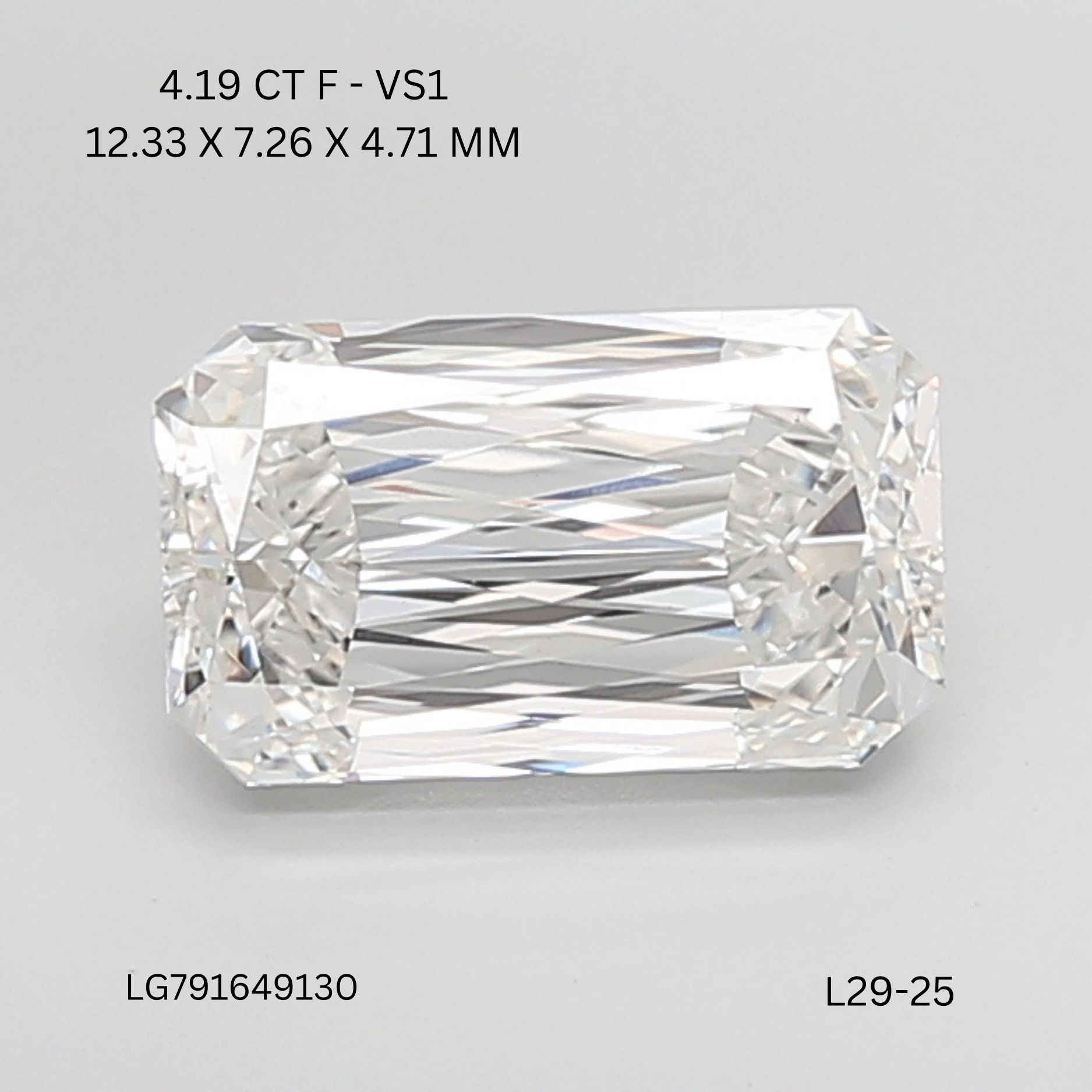 4.19 CT F VS1 EMERALD diamond Fancy Shape