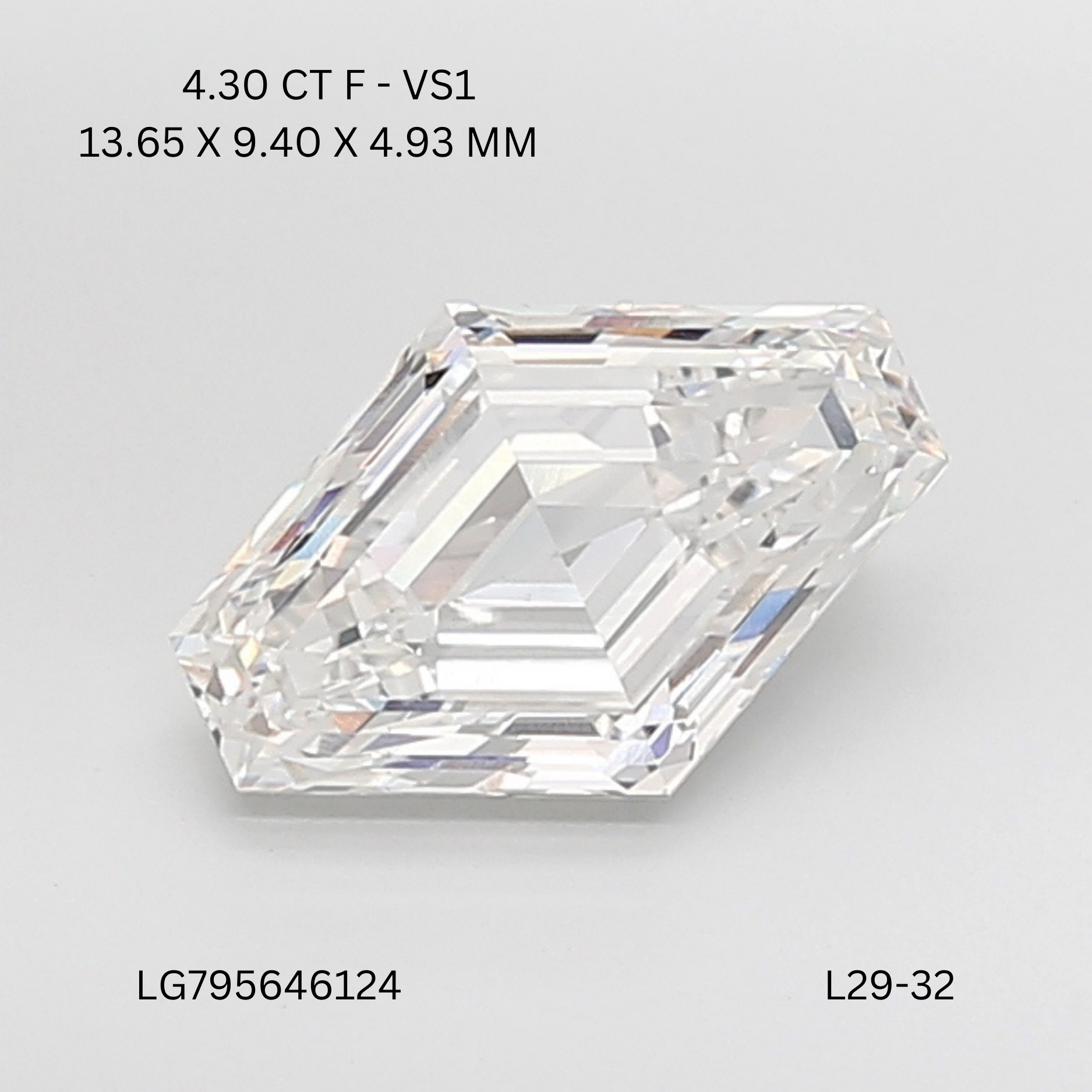 4.30 CT F VS1 LOZENGE diamond Fancy Shape