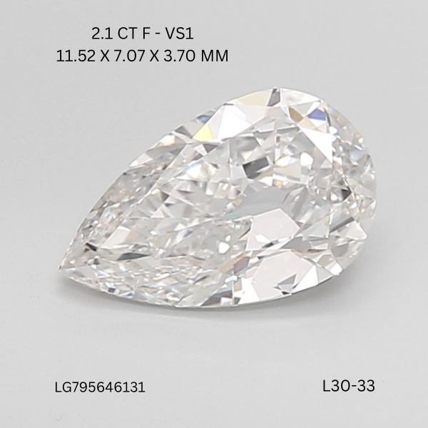 2.11 CT F VS1 PEAR diamond Fancy Shape