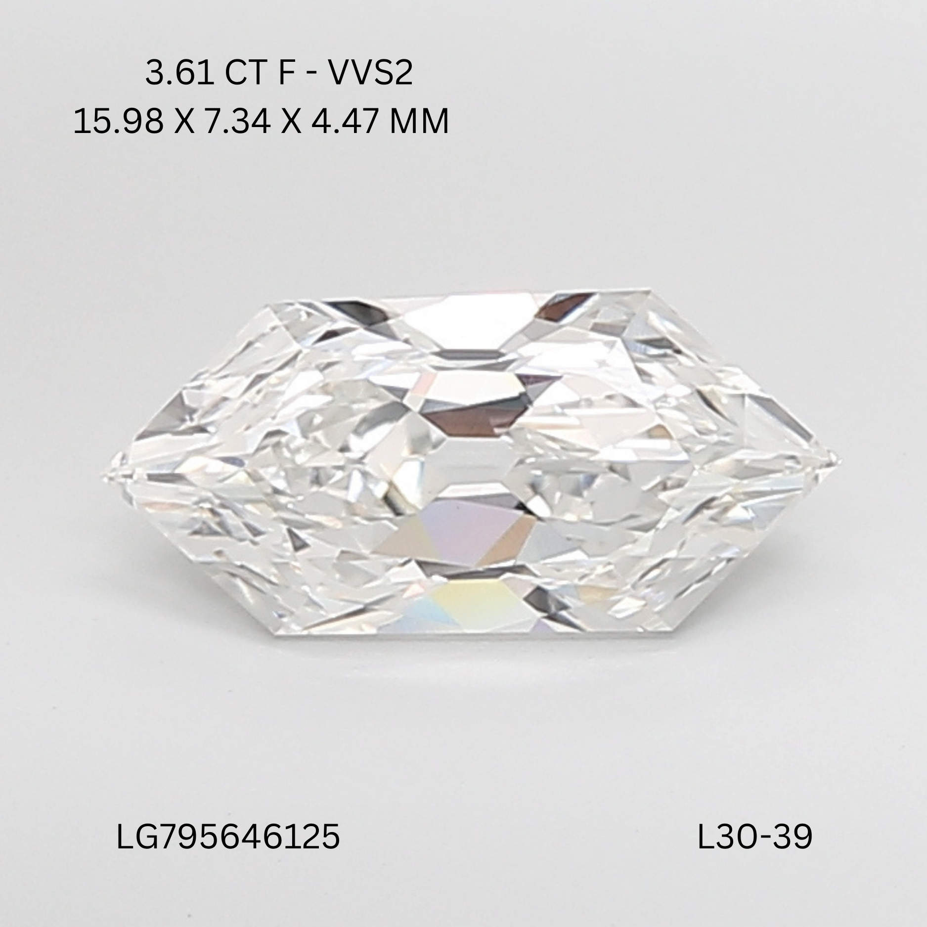 3.61 CT F VVS2 HEXAGONAL diamond Fancy Shape