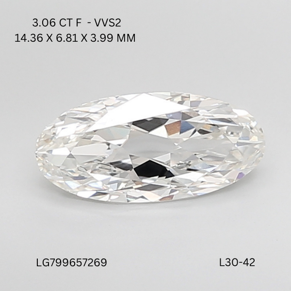 3.06 CT F VVS2 OVAL diamond Fancy Shape