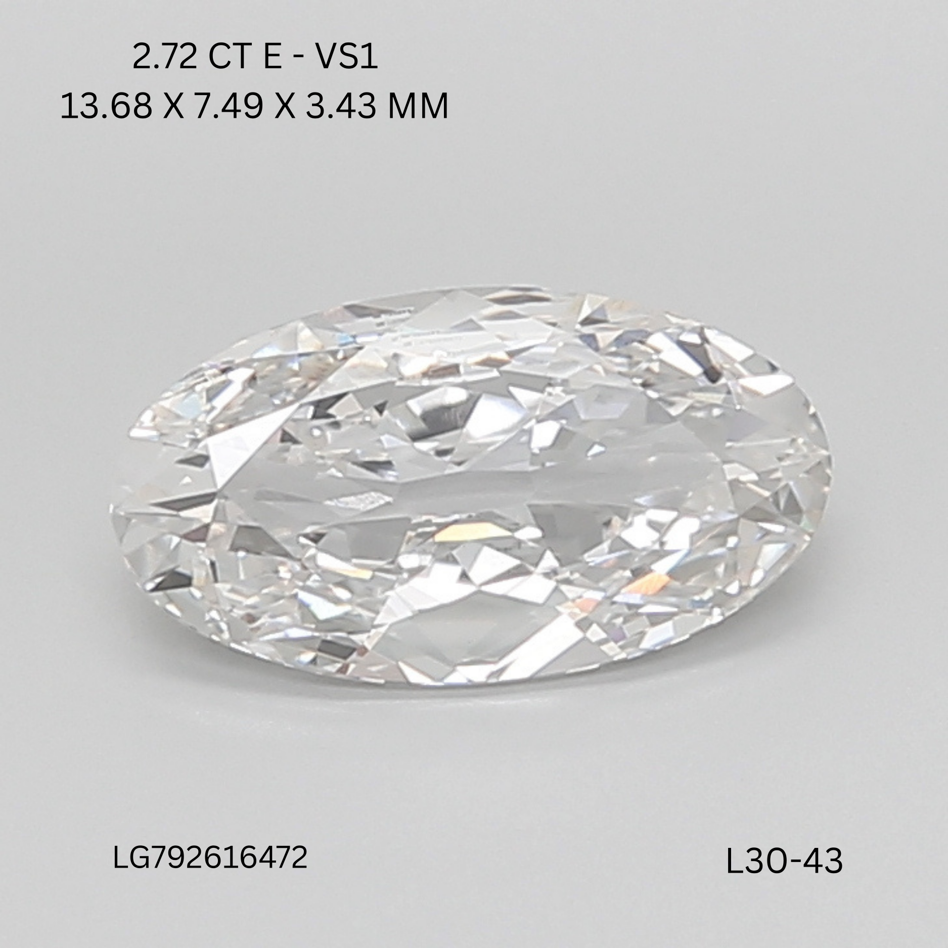 2.72 CT E VS1 OVAL diamond Fancy Shape