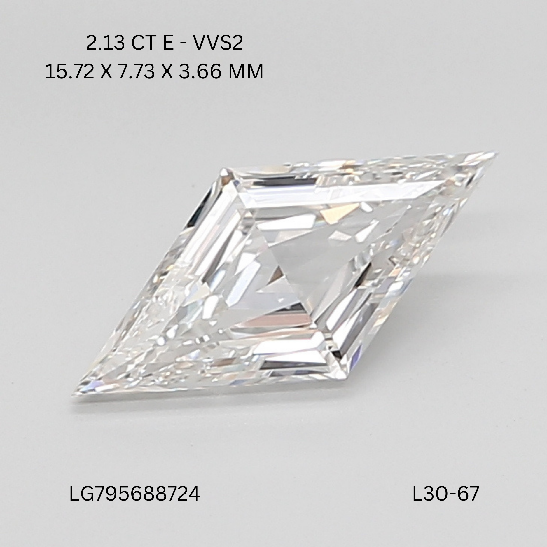 2.13 CT E VVS2 LOZENGE diamond Fancy Shape