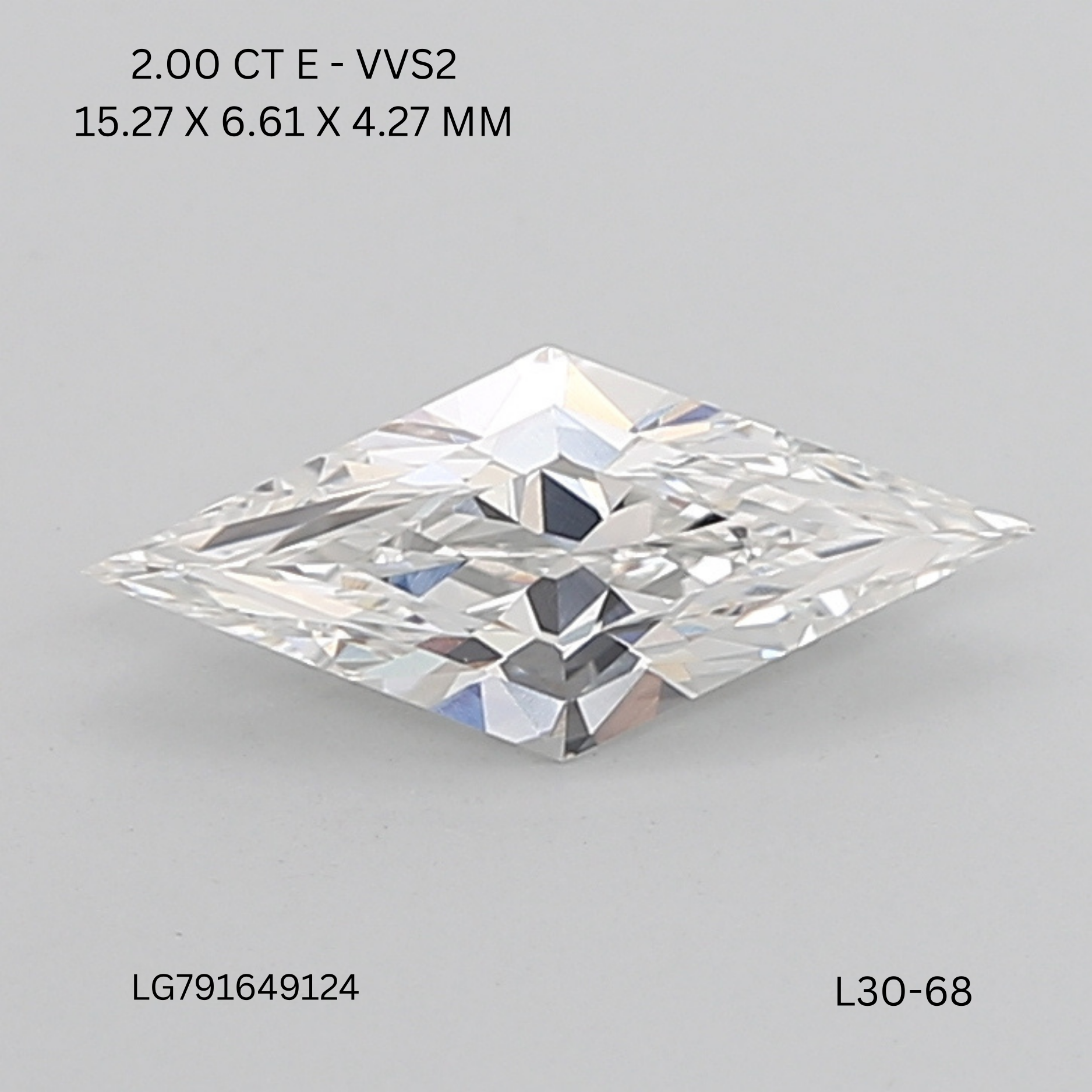 2.00 CT E VVS2 LOZENGE diamond Fancy Shape