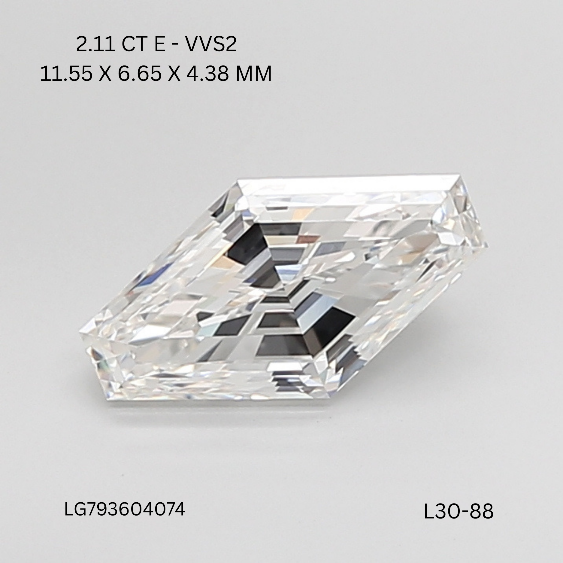 2.11 CT E VVS2 LOZENGE diamond Fancy Shape