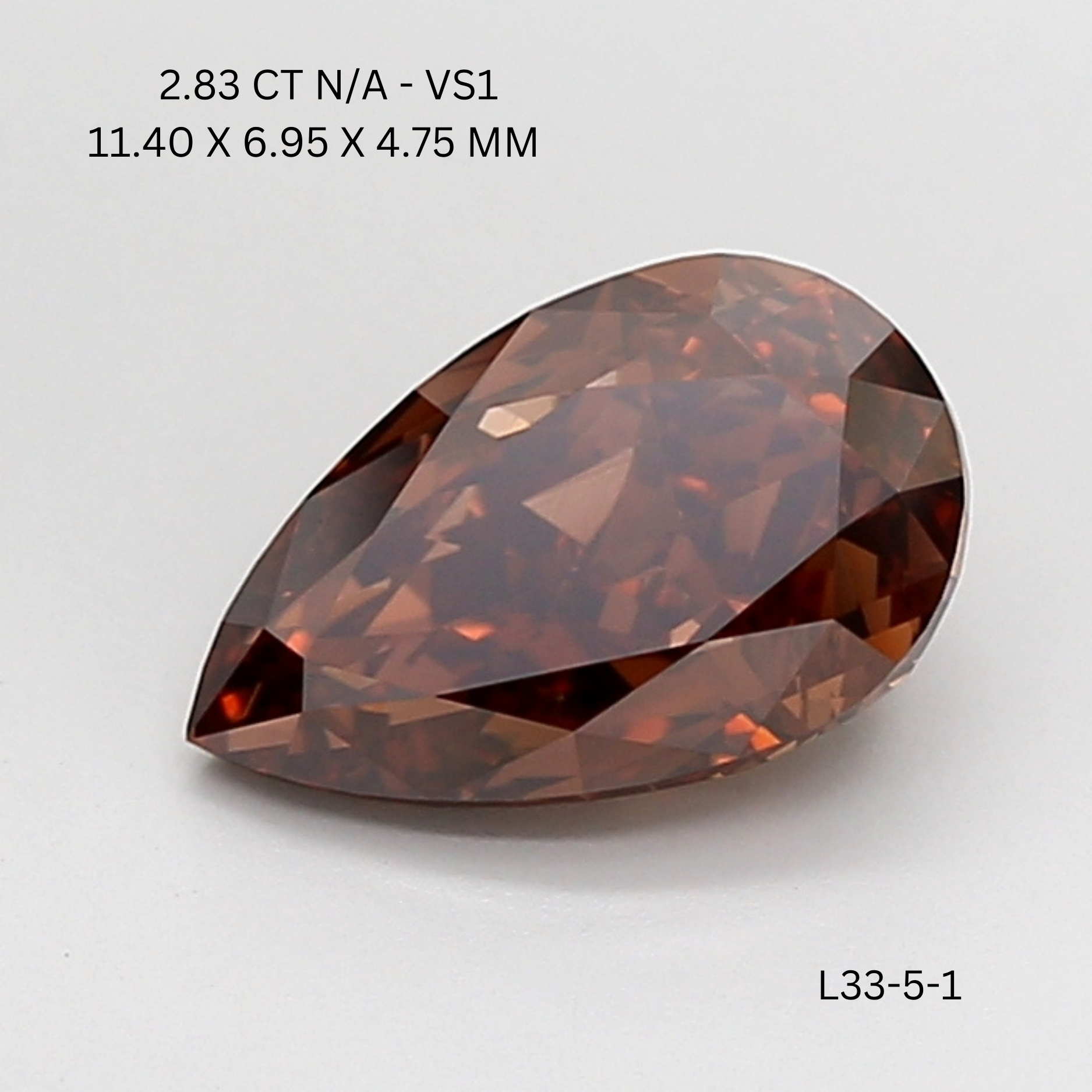 2.83 CT BROWNISH VS1 PEAR diamond Fancy Shape