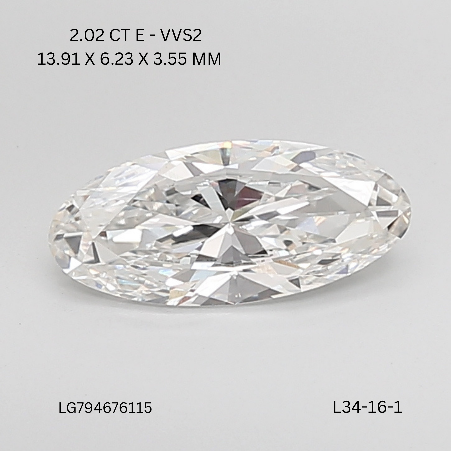 2.02 CT E VVS2 MOVAL diamond Fancy Shape