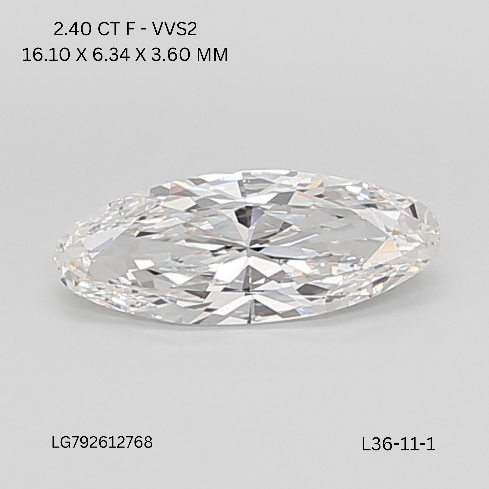 2.40 CT F VVS2 MOVAL diamond Fancy Shape