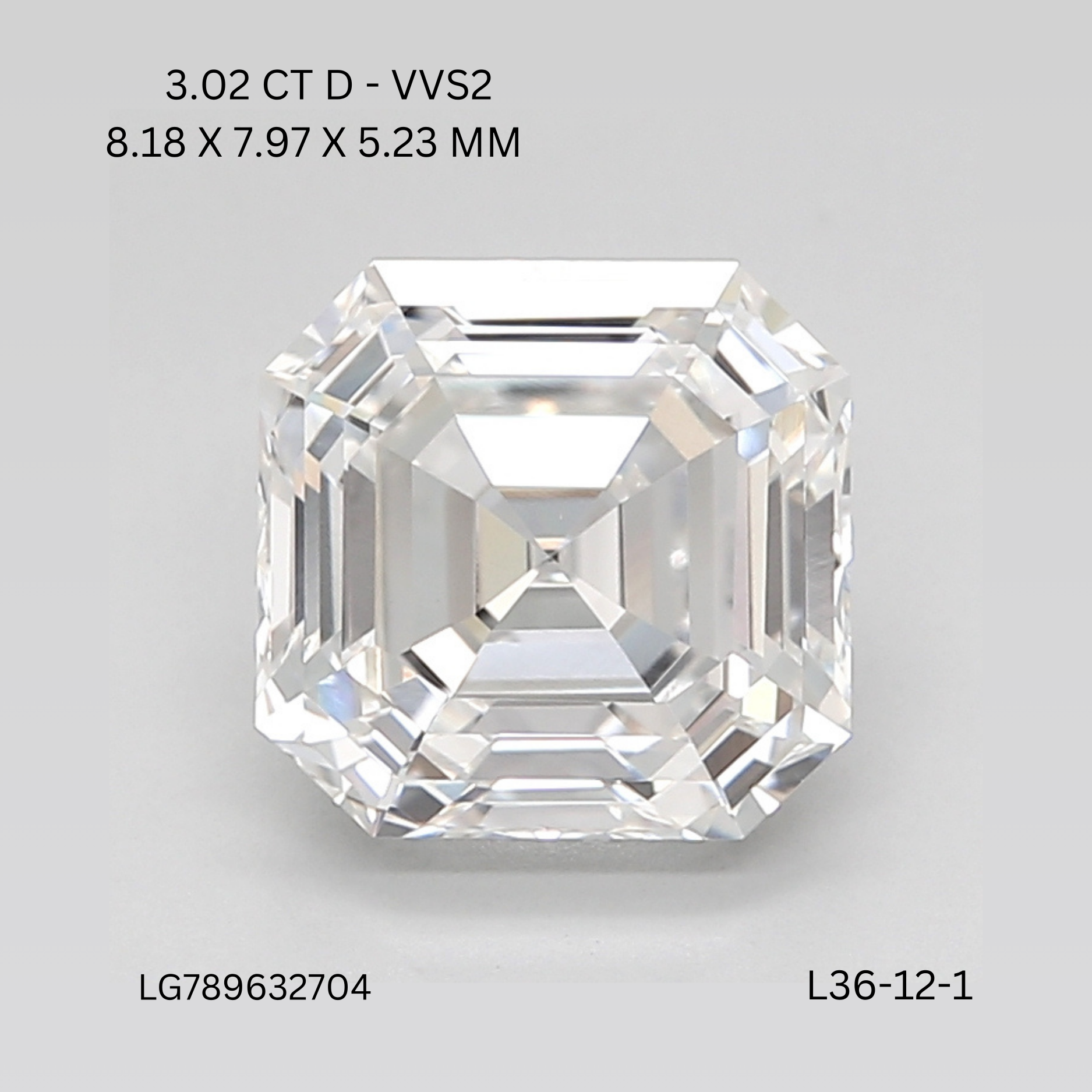 3.02 CT D VVS2 ASSCHER diamond Fancy Shape
