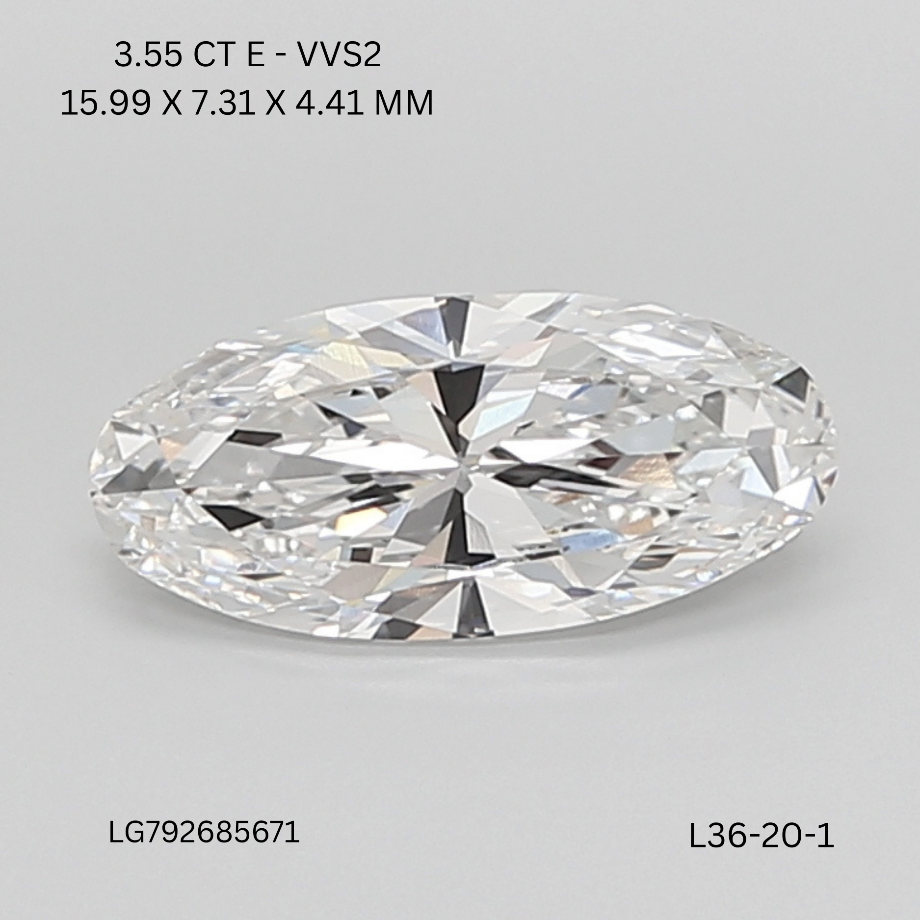 3.55 CT E VVS2 MOVAL diamond Fancy Shape