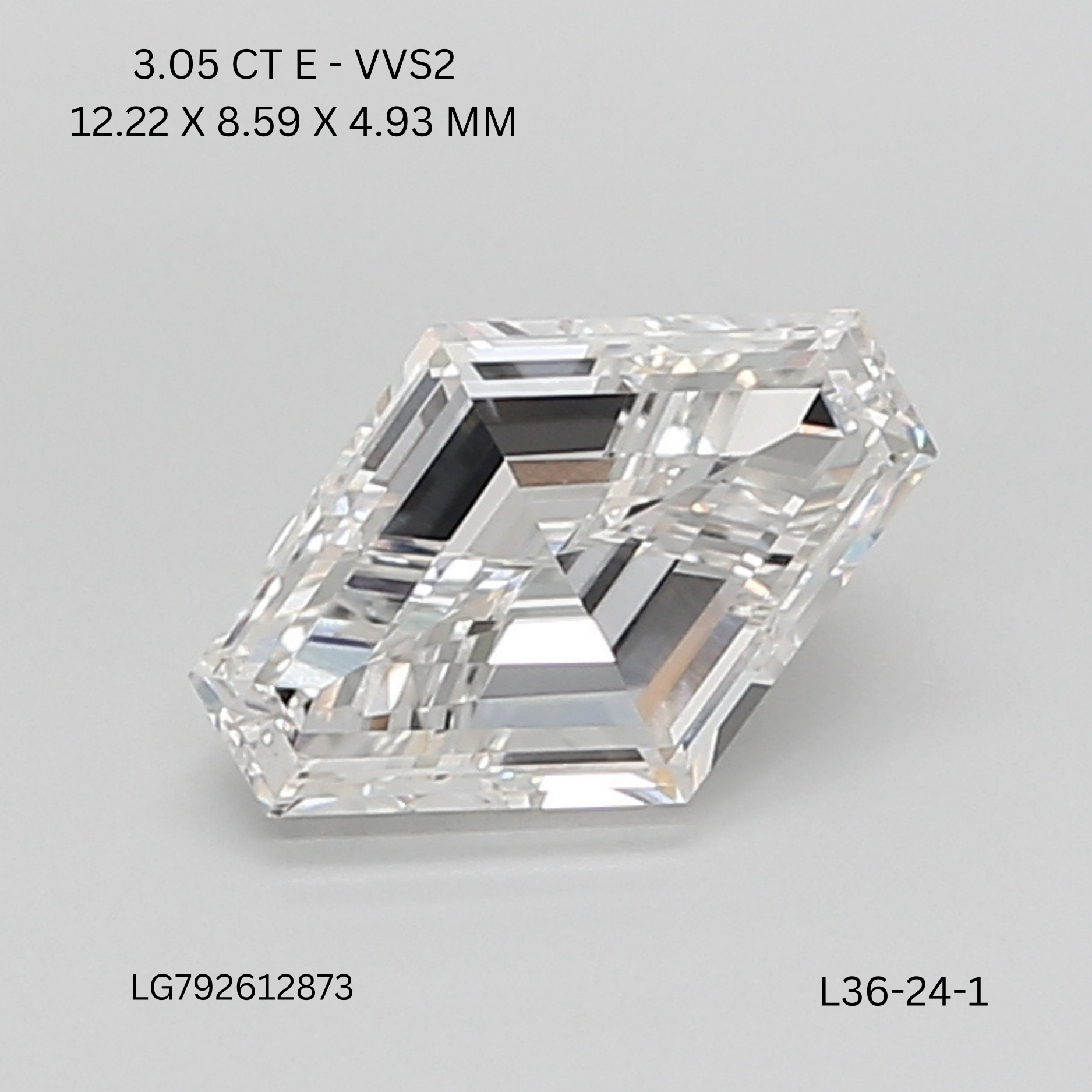 3.05 CT E VVS2 LOZENGE diamond Fancy Shape