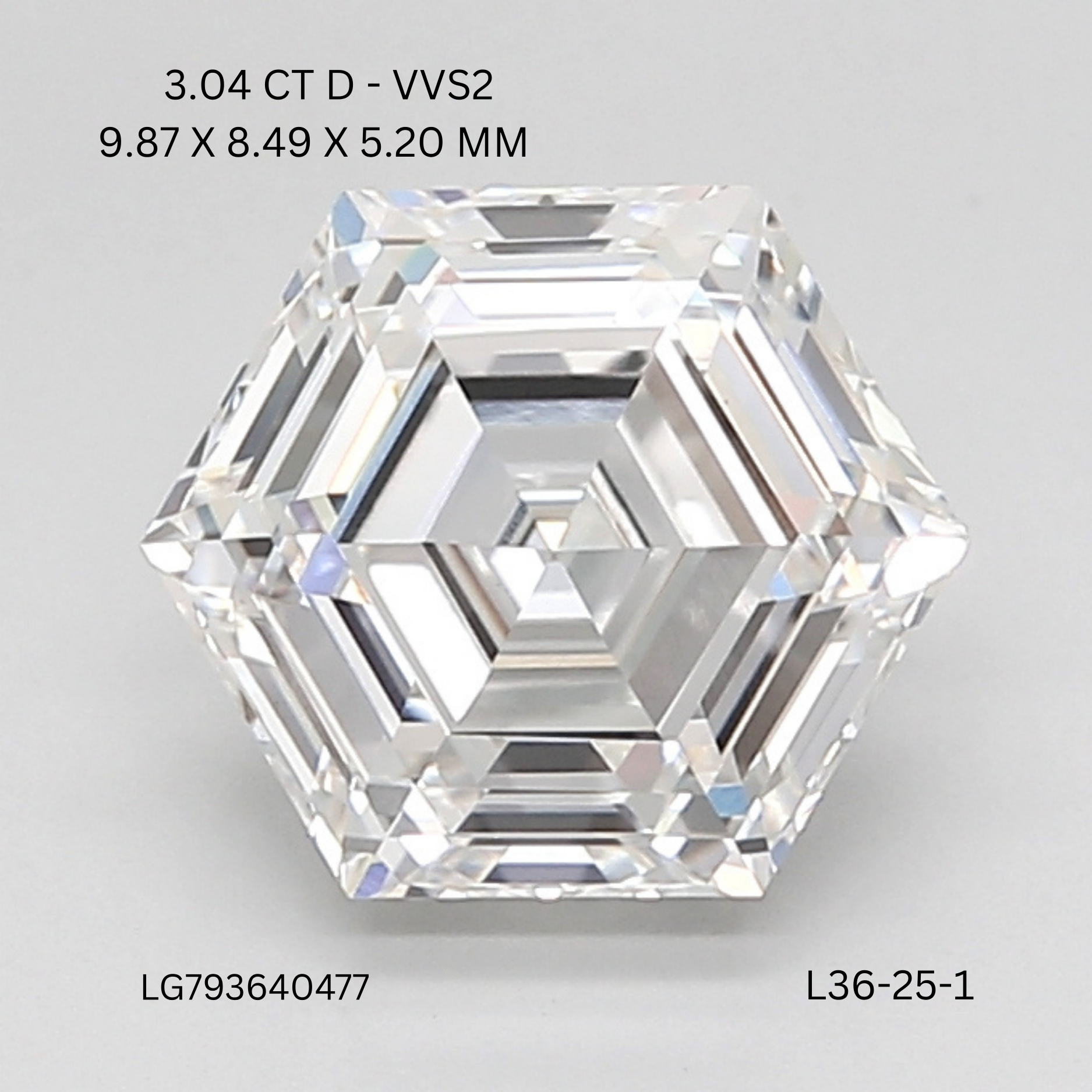 3.04 CT D VVS2 HEXAGONAL diamond Fancy Shape