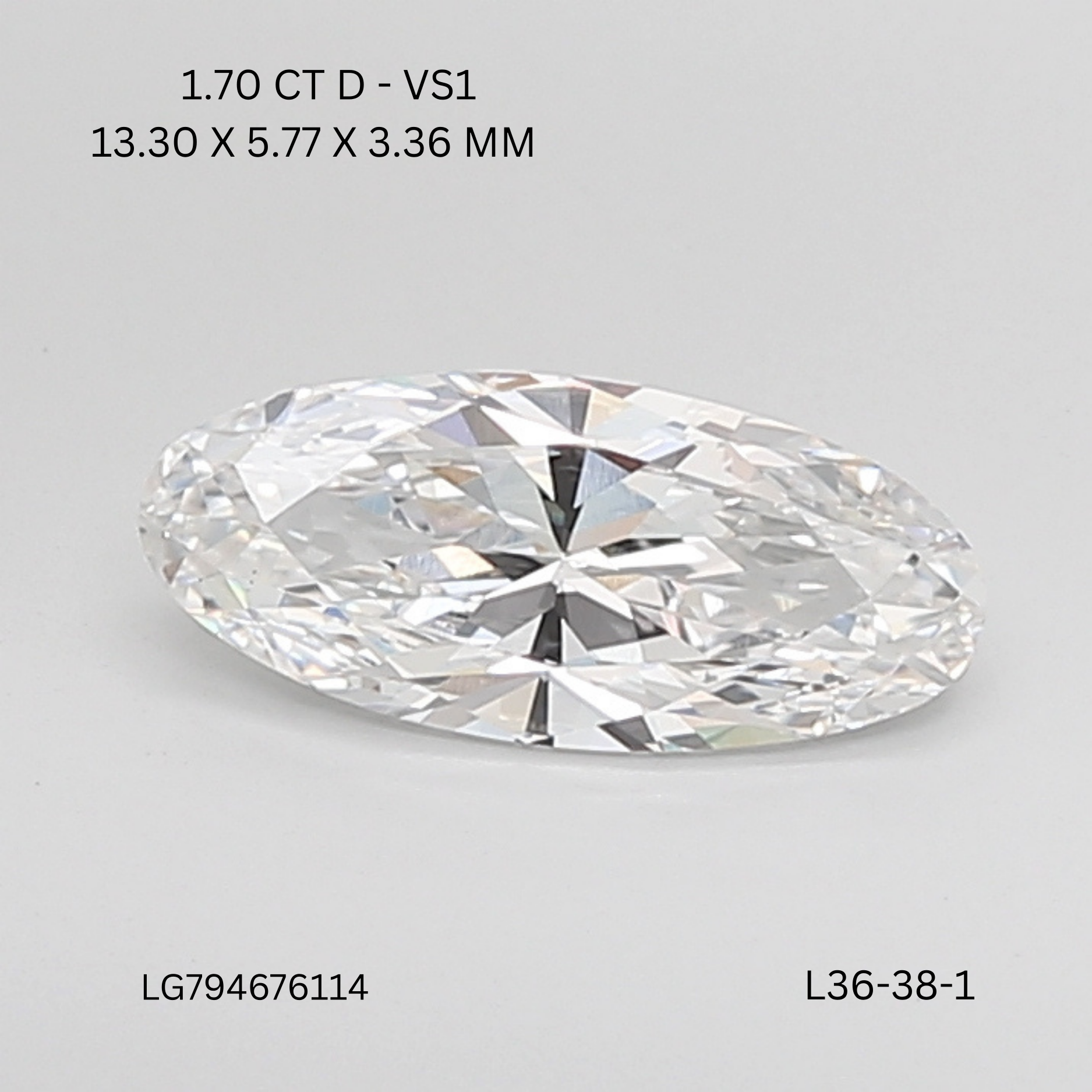 1.70 CT D VS1 MOVAL diamond Fancy Shape