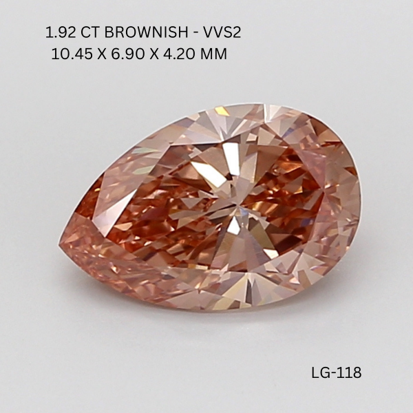 1.92 CT BROWNISH VVS2 PEAR diamond Fancy Shape