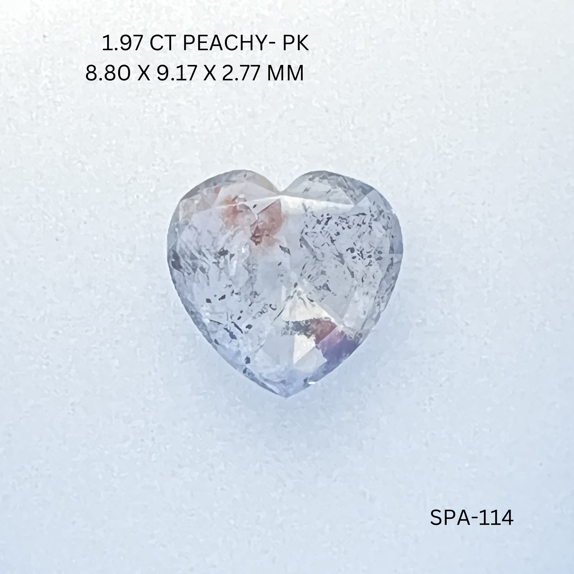 1.97CT Peachy Heart Natural Salt and Pepper Diamond 8.8*9.17*2.77MM
