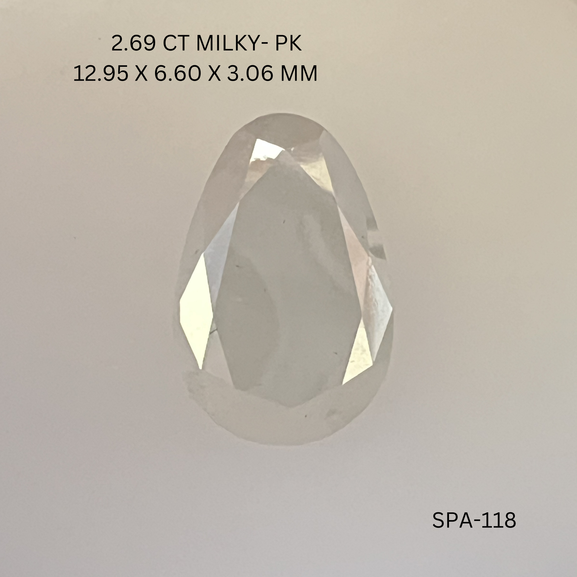 2.69CT Milky Pear Natural Salt and Pepper Diamond 12.95*6.6*3.06MM
