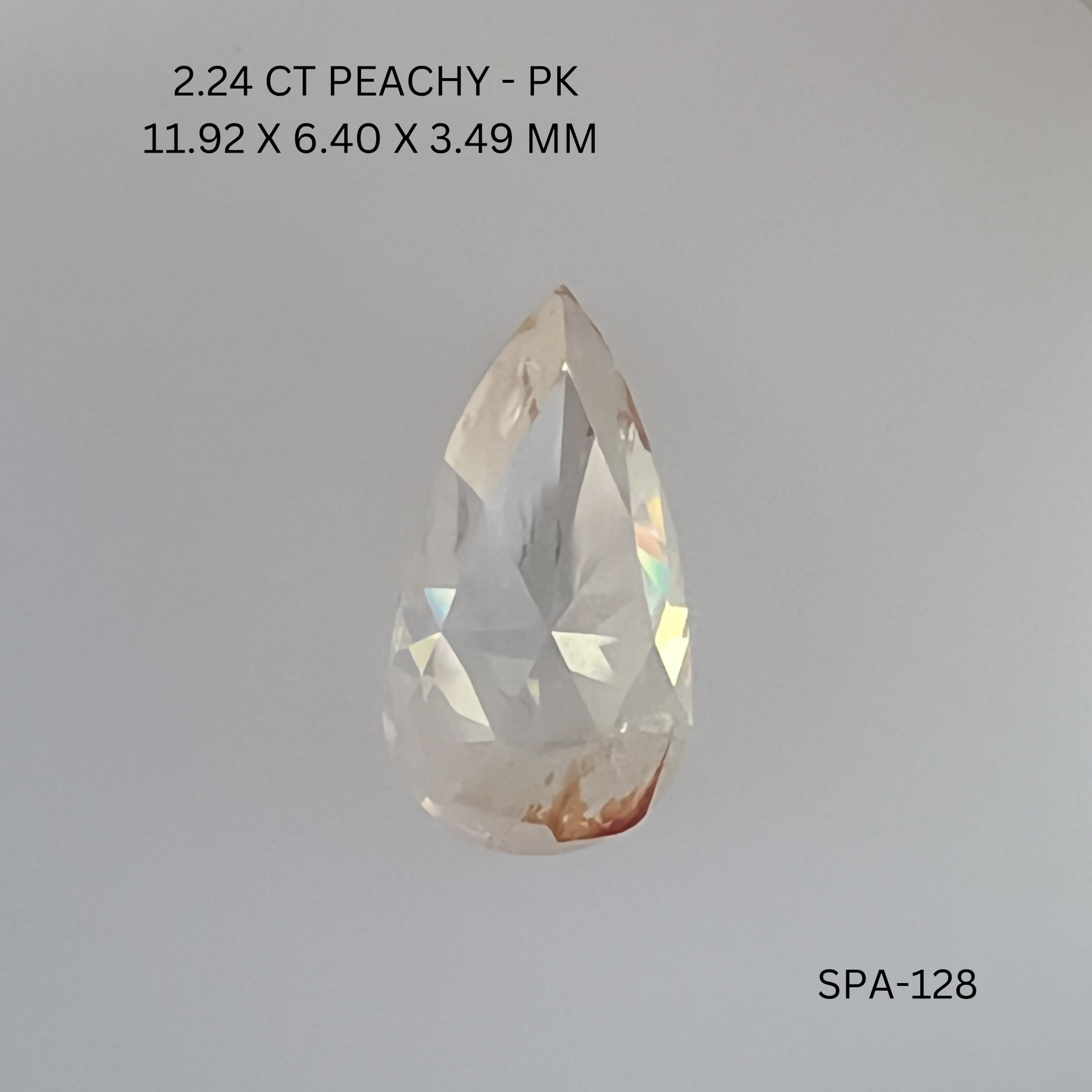 2.24CT Peachy Pear Natural Salt and Pepper Diamond 11.92*6.4*3.49MM