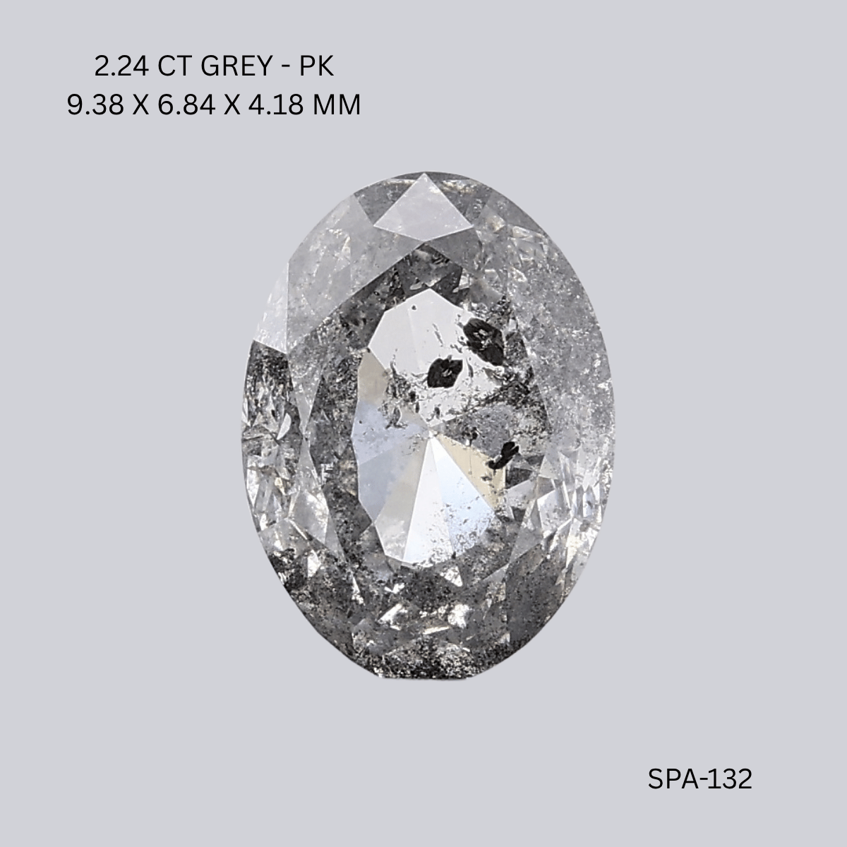 2.24 CT GREY PK OVAL diamond Salt & Pepper
