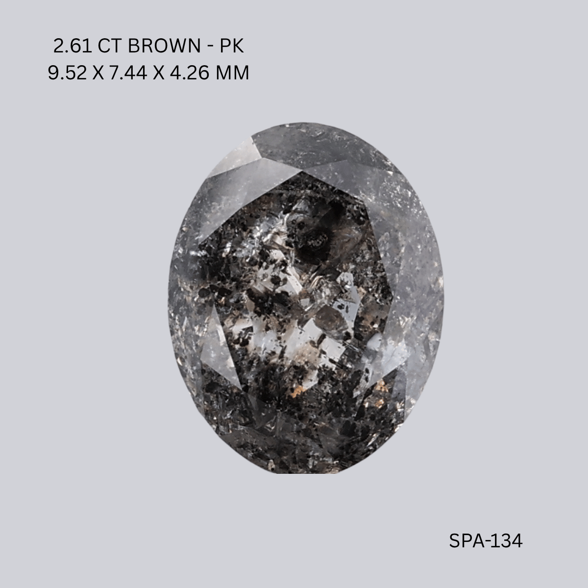 2.61 CT BROWNISH PK OVAL diamond Salt & Pepper