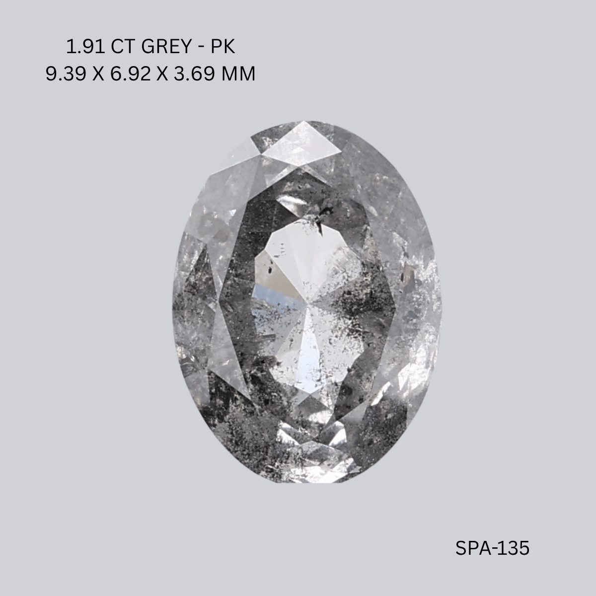 1.91 CT GREY PK OVAL diamond Salt & Pepper