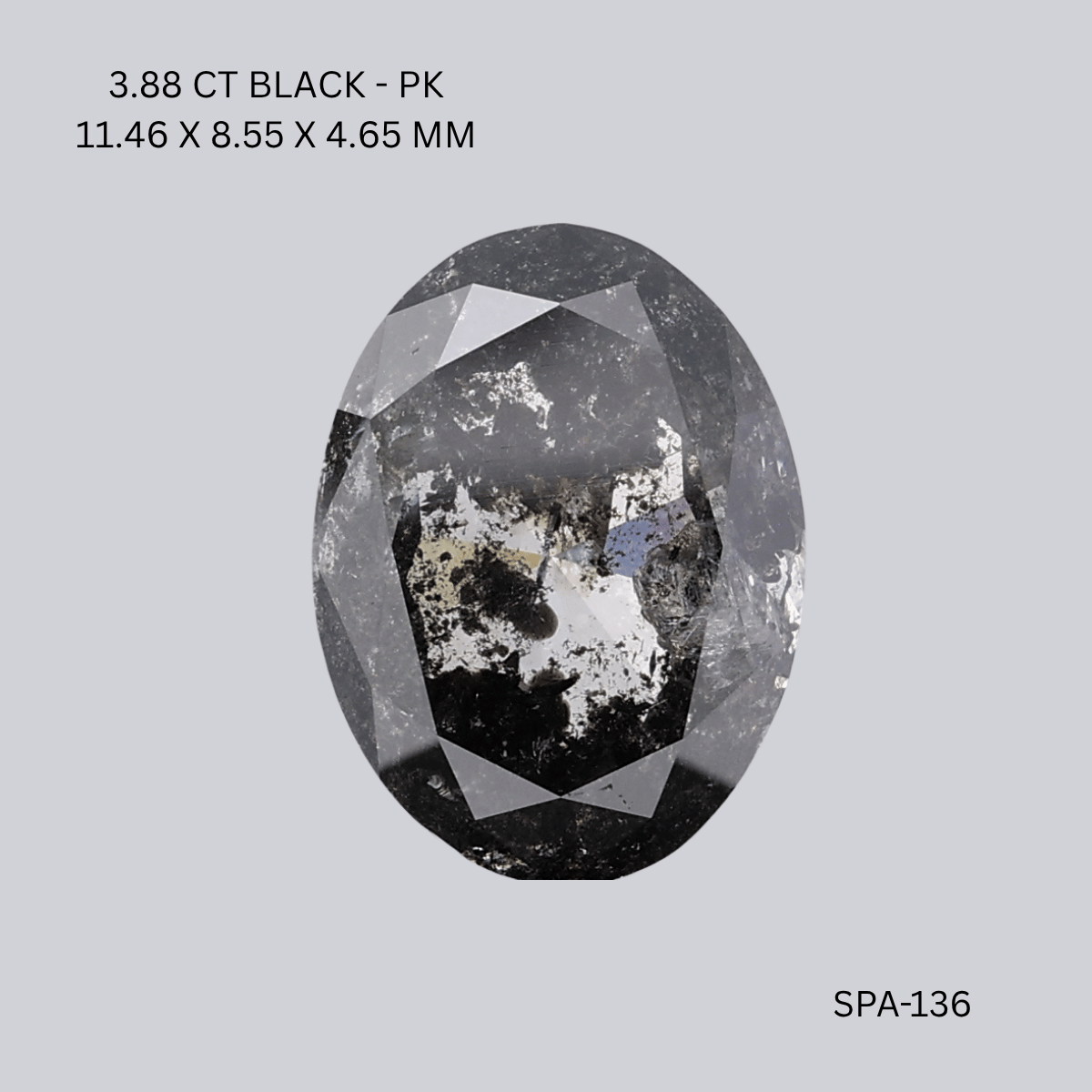 3.88 CT BLACK PK OVAL diamond Salt & Pepper