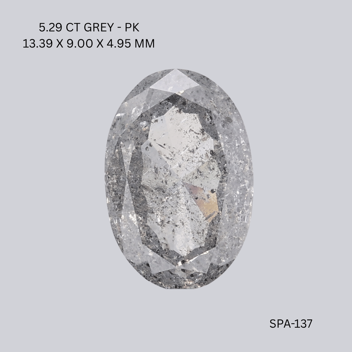5.29 CT GREY PK OVAL diamond Salt & Pepper