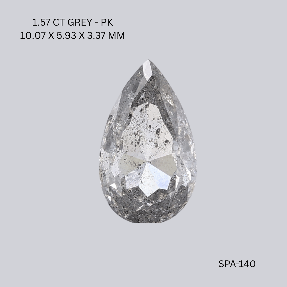 1.57 CT GREY PK PEAR diamond Salt & Pepper