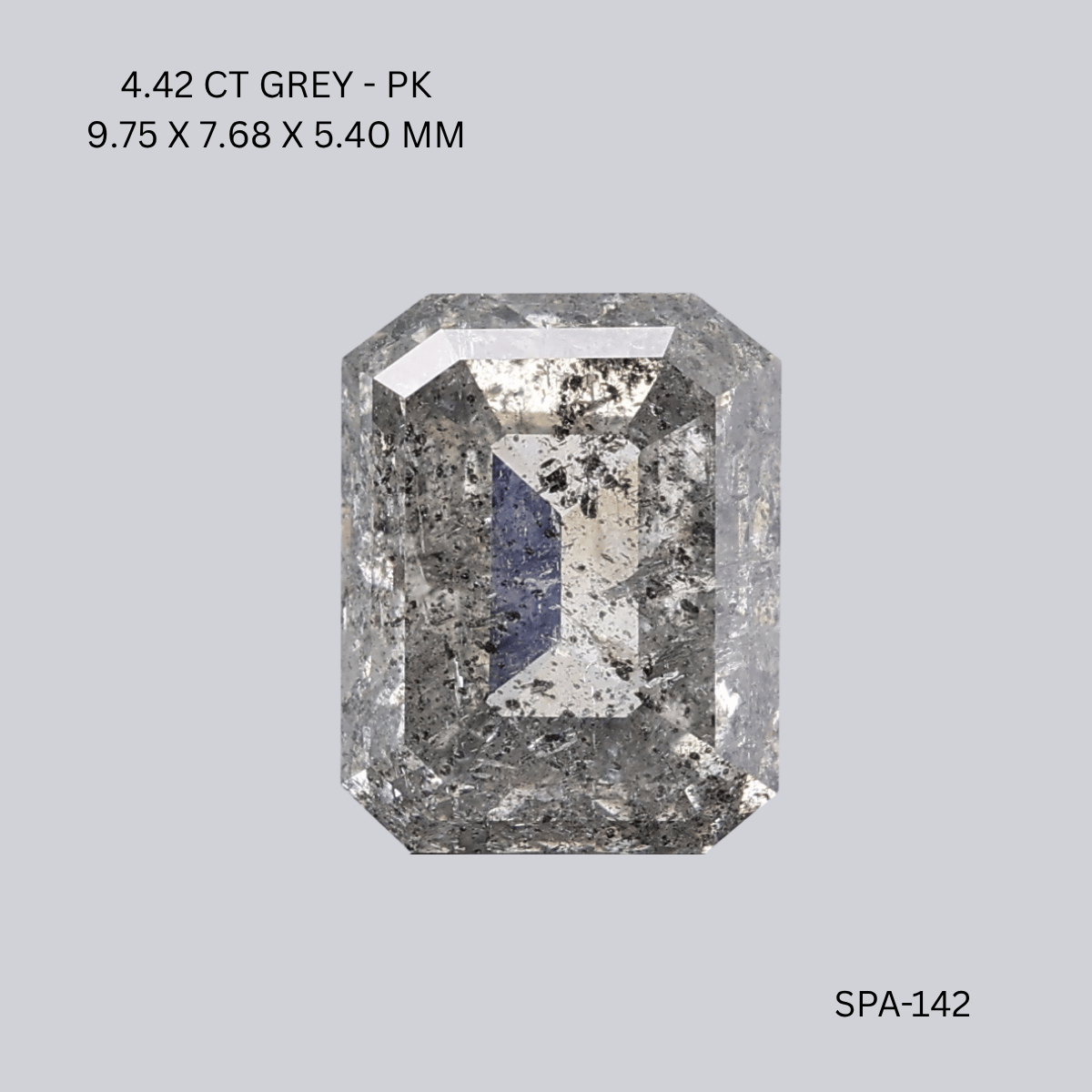 4.42 CT GREY PK EMERALD diamond Salt & Pepper