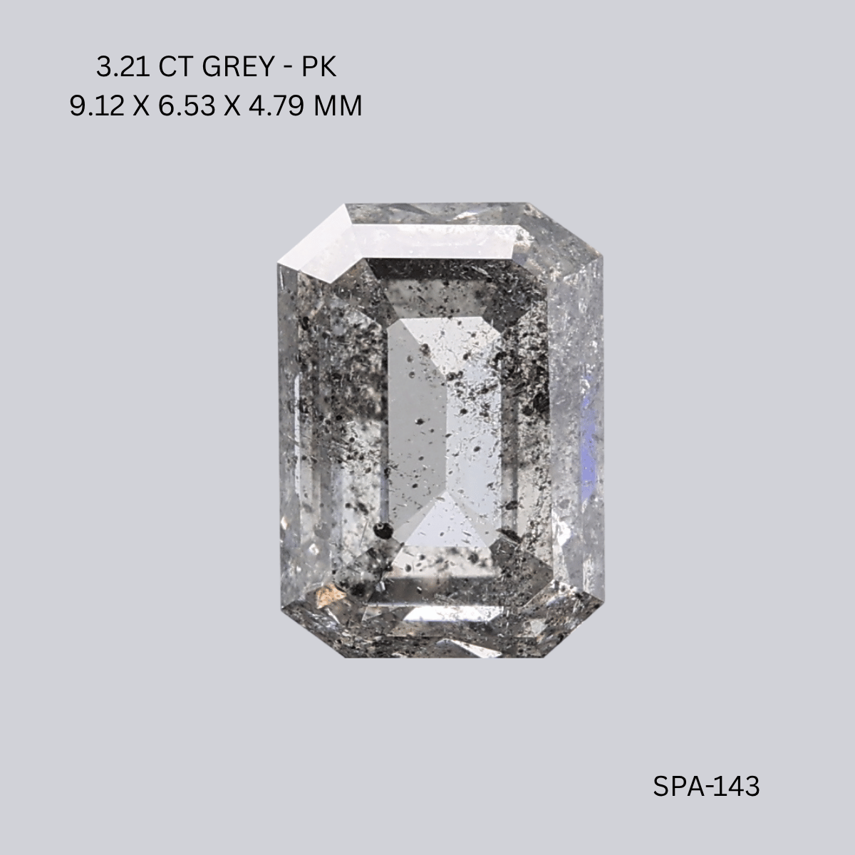 3.21 CT GREY PK EMERALD diamond Salt & Pepper