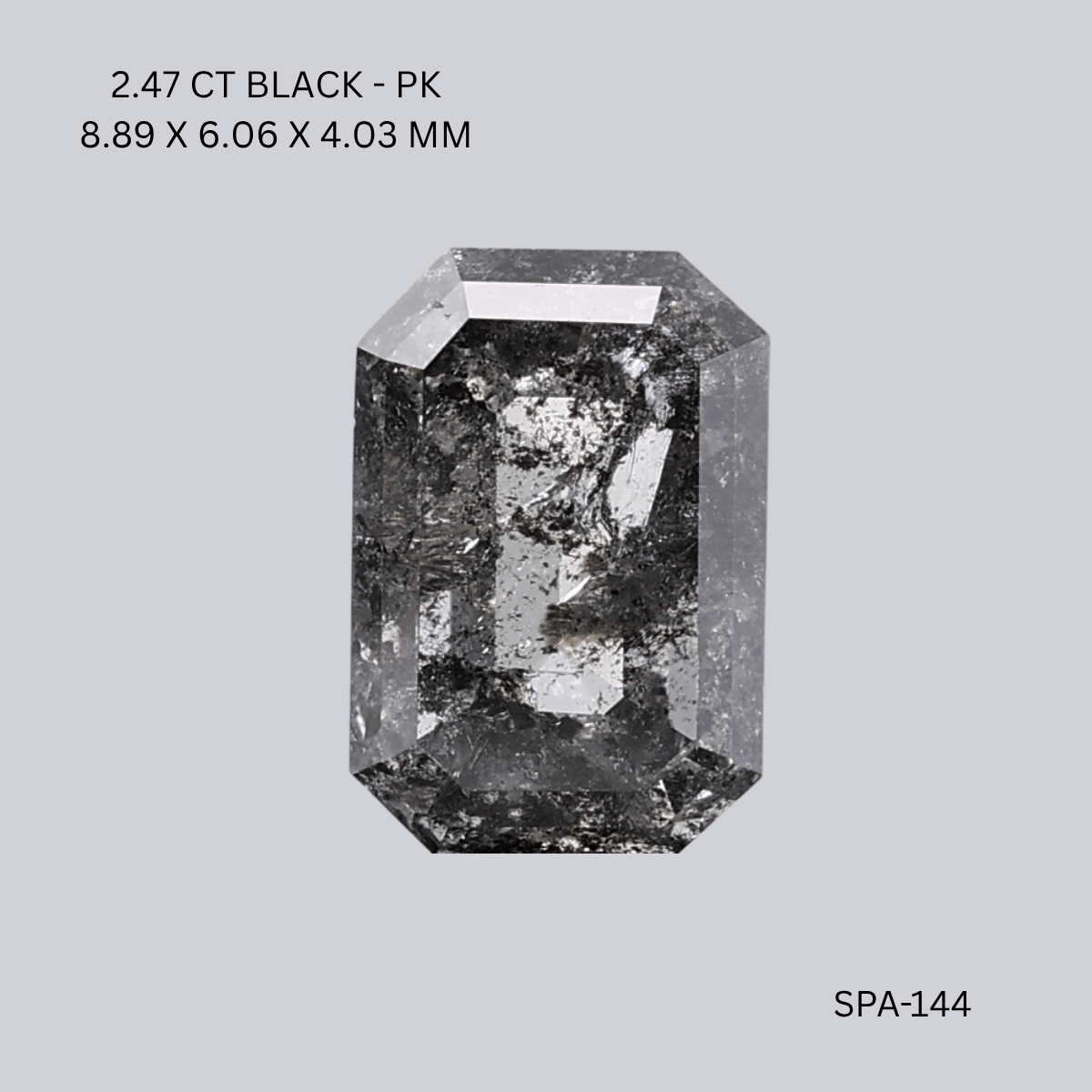 2.47 CT BLACK PK EMERALD diamond Salt & Pepper