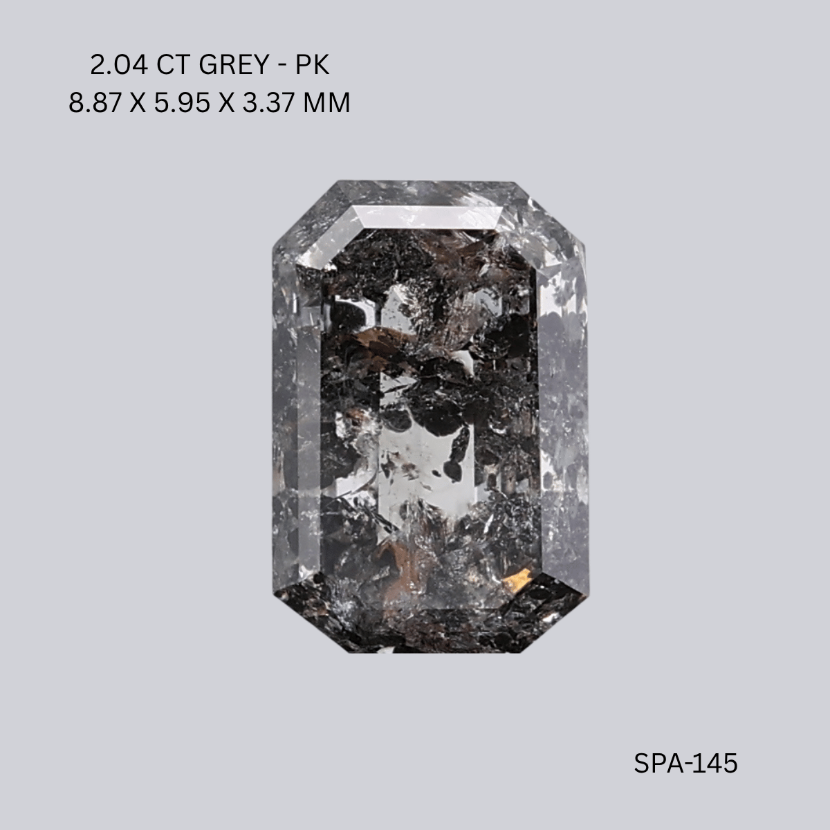 2.04 CT GREY PK EMERALD diamond Salt & Pepper