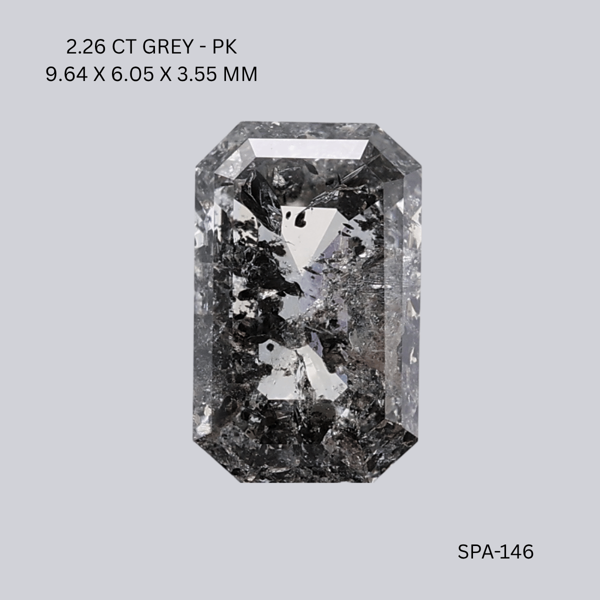2.26 CT GREY PK EMERALD diamond Salt & Pepper