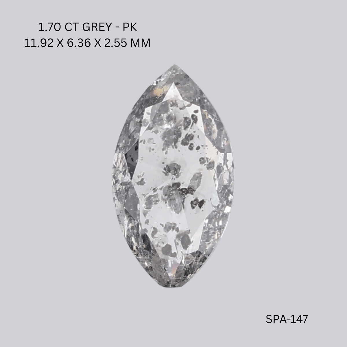 1.70 CT GREY PK MARQUISE diamond Salt & Pepper