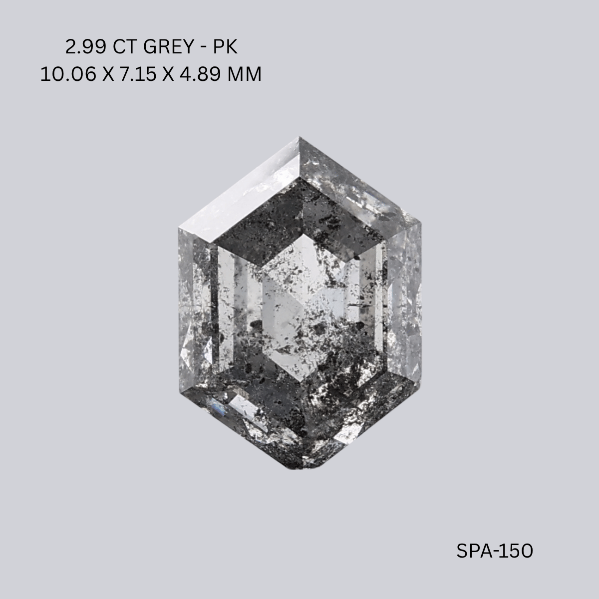 2.99 CT GREY PK HEXAGONAL diamond Salt & Pepper