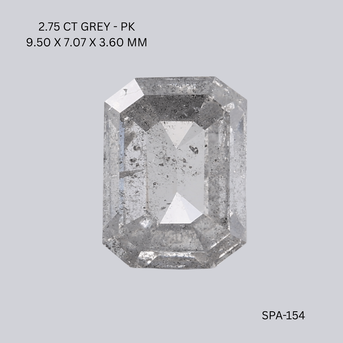 2.75 CT GREY PK EMERALD diamond Salt & Pepper