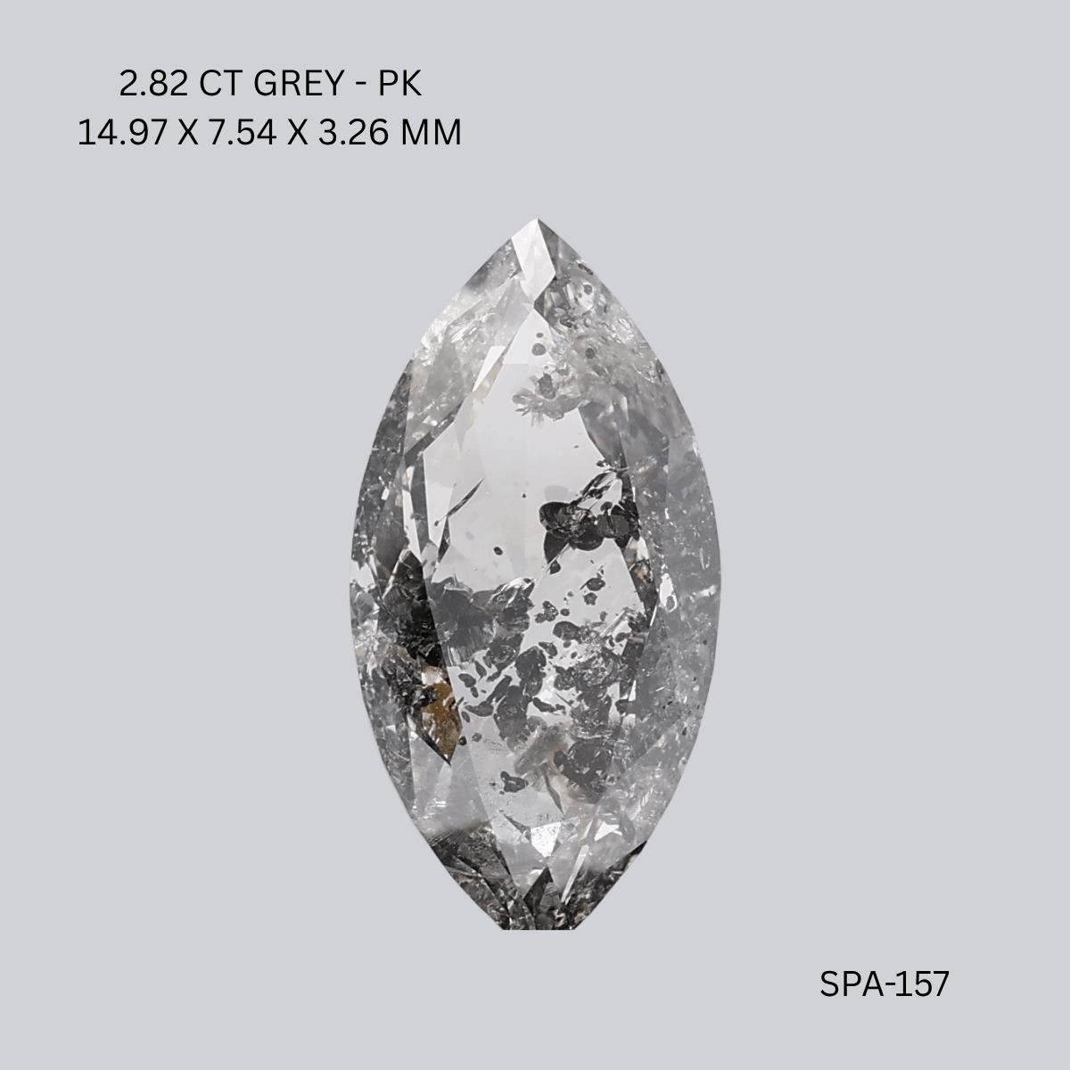 2.82 CT GREY PK MARQUISE diamond Salt & Pepper