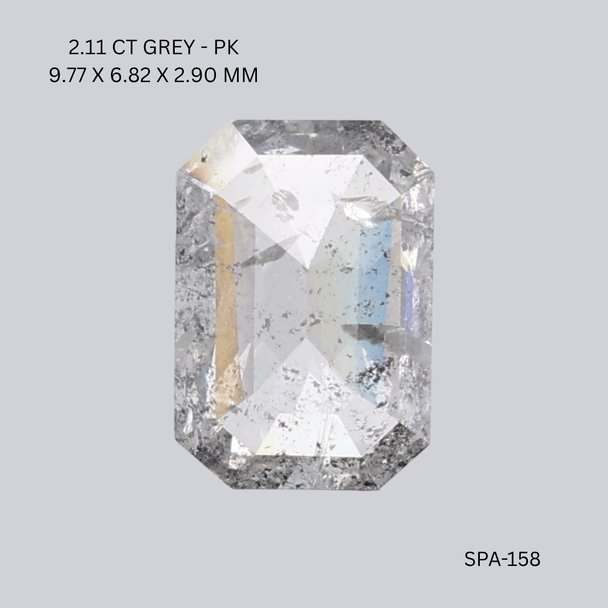 2.11 CT GREY PK EMERALD diamond Salt & Pepper