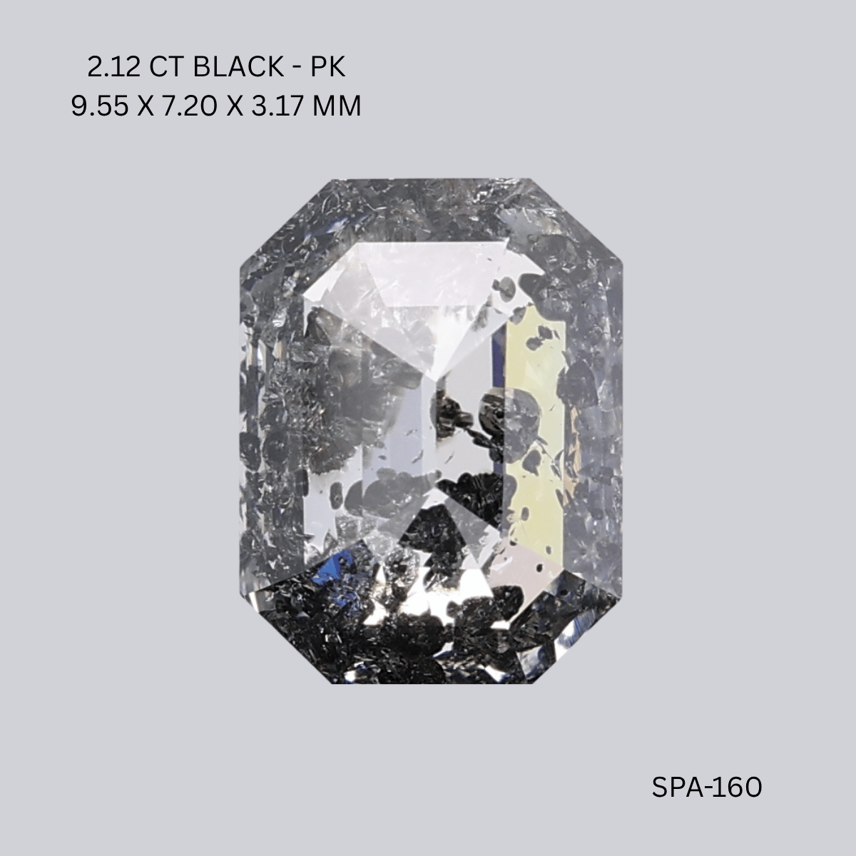 2.12 CT BLACK PK EMERALD diamond Salt & Pepper