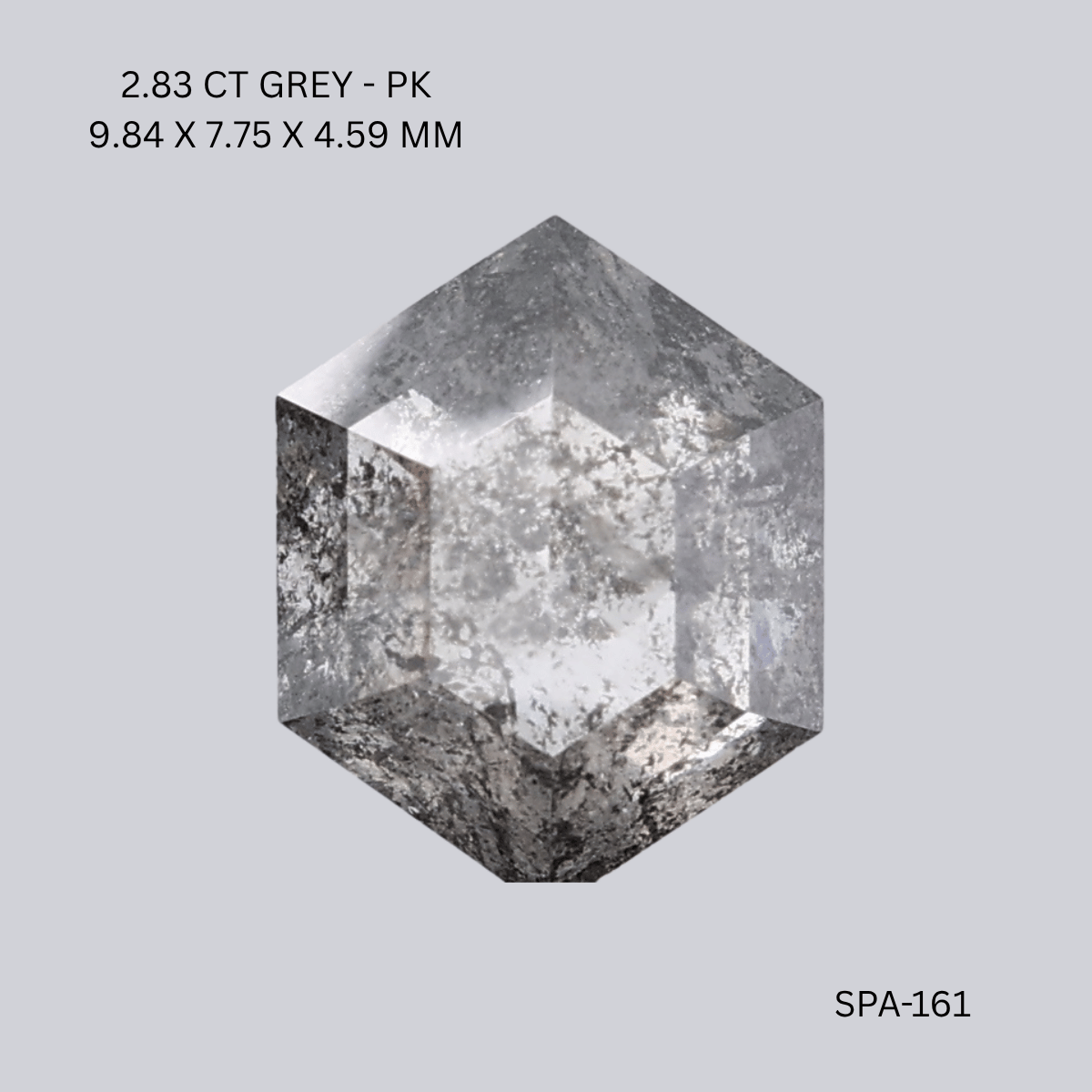 2.83 CT GREY PK HEXAGONAL diamond Salt & Pepper