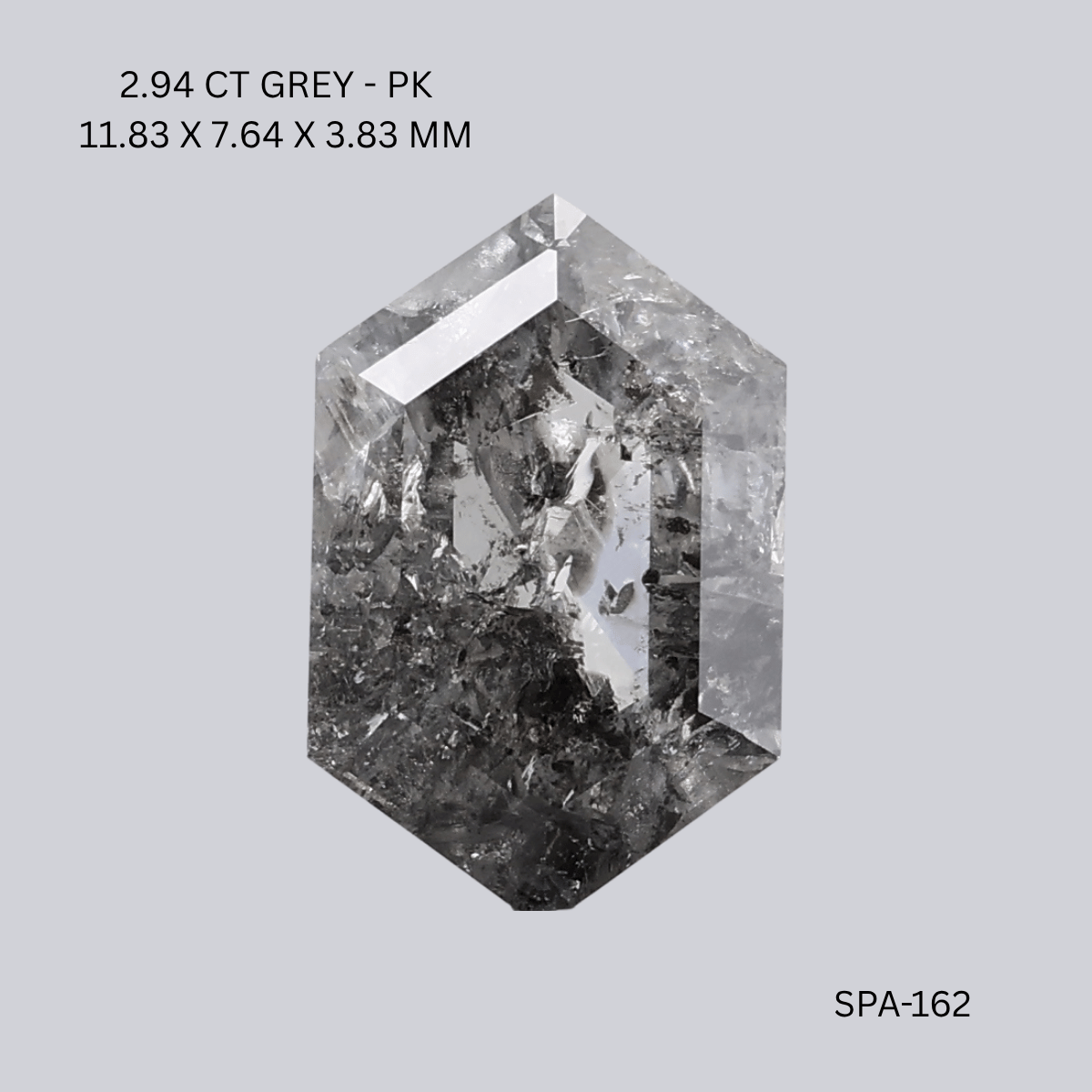 2.94 CT GREY PK HEXAGONAL diamond Salt & Pepper