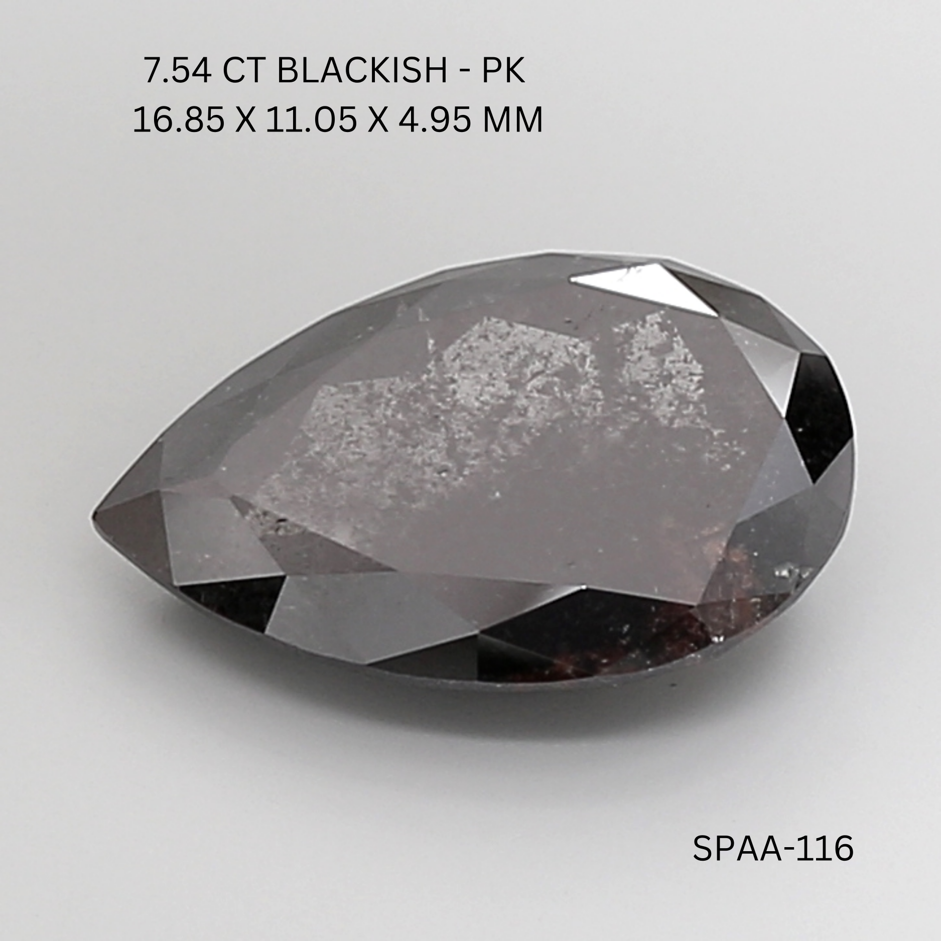 7.54 CT BLACKISH PK PEAR diamond Slat&Pepper